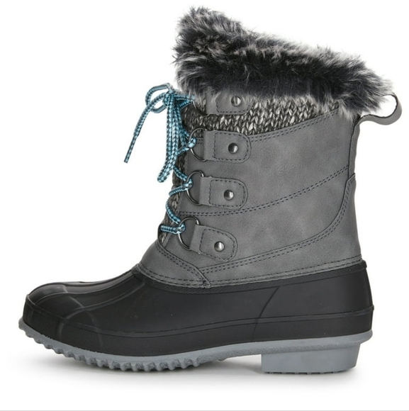 Women's Gray and Black Winter Boots - Picture 1 of 10